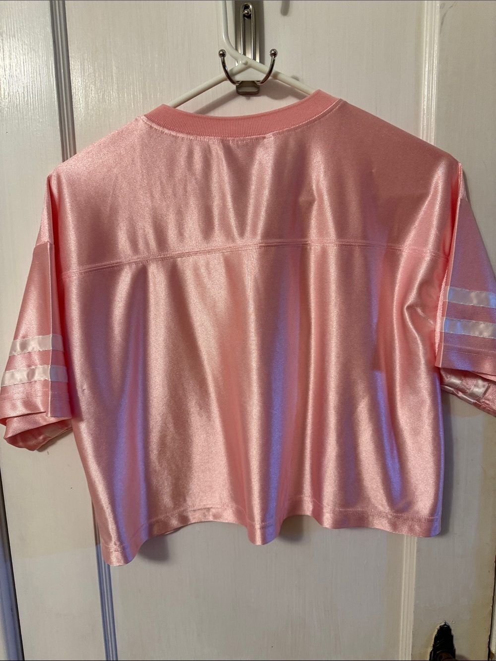 Barbie Light Pink Shiny Cropped Jersey Top - Picture 3 of 3